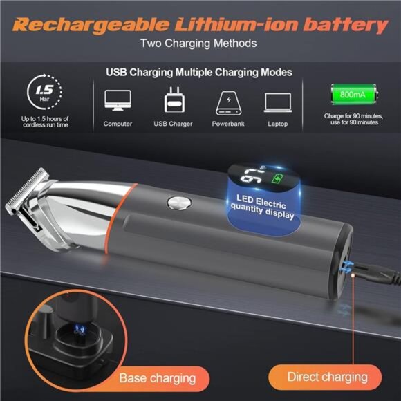 Beard Trimmer Electric Razor Waterproof with Mustache Nose Ear Body Cordless - Picture 12 of 14